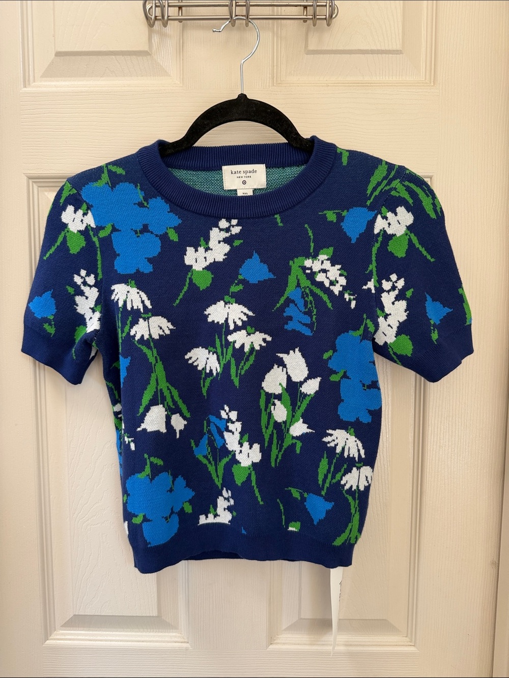 kate spade women’s Navy Floral Knit Top XXS